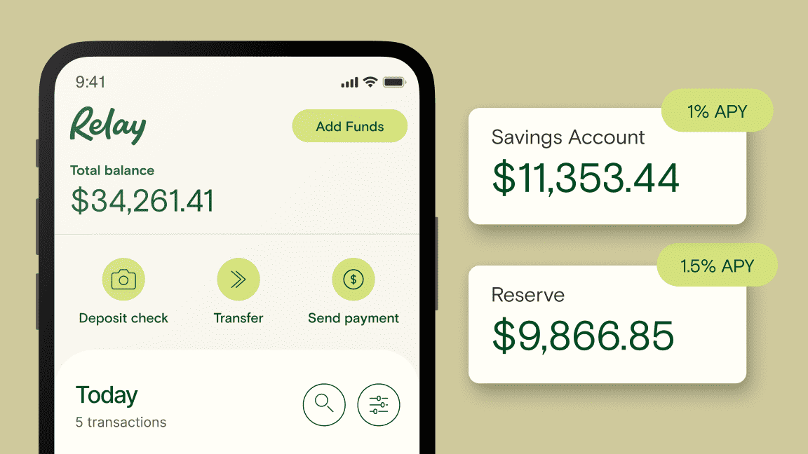 Two savings accounts in Relay with 1% and 1.5% Annual Percentage Yields