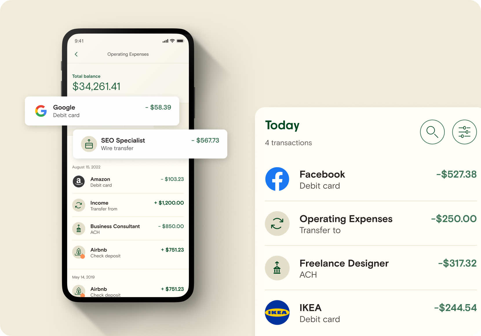 List of expenses in Relay mobile app